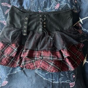 Plaid Black and Red Women's Skirt